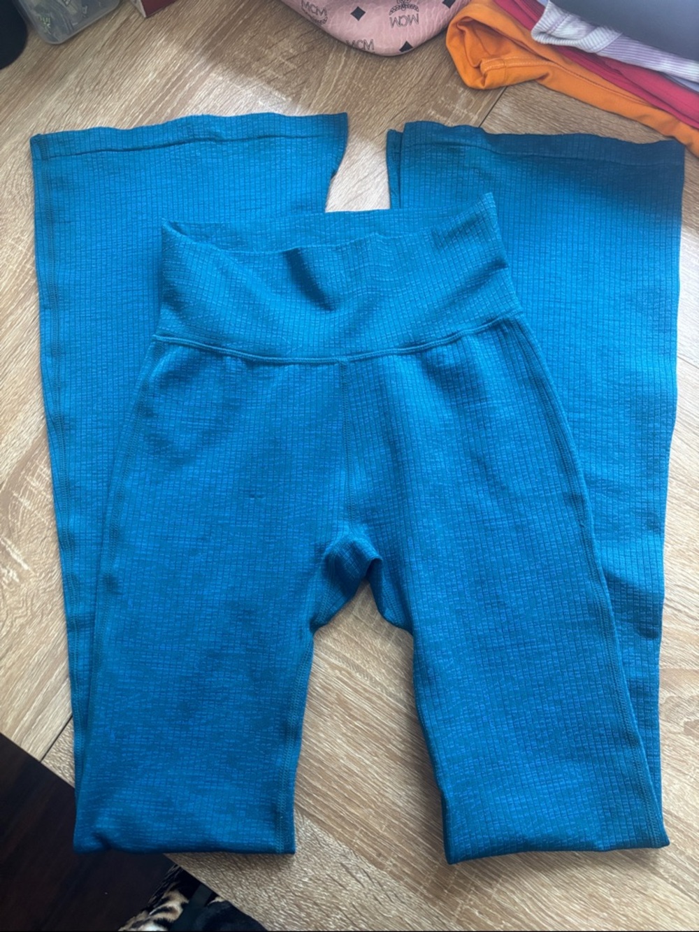JoyLab Teal Ribbed Wide-Leg Pants